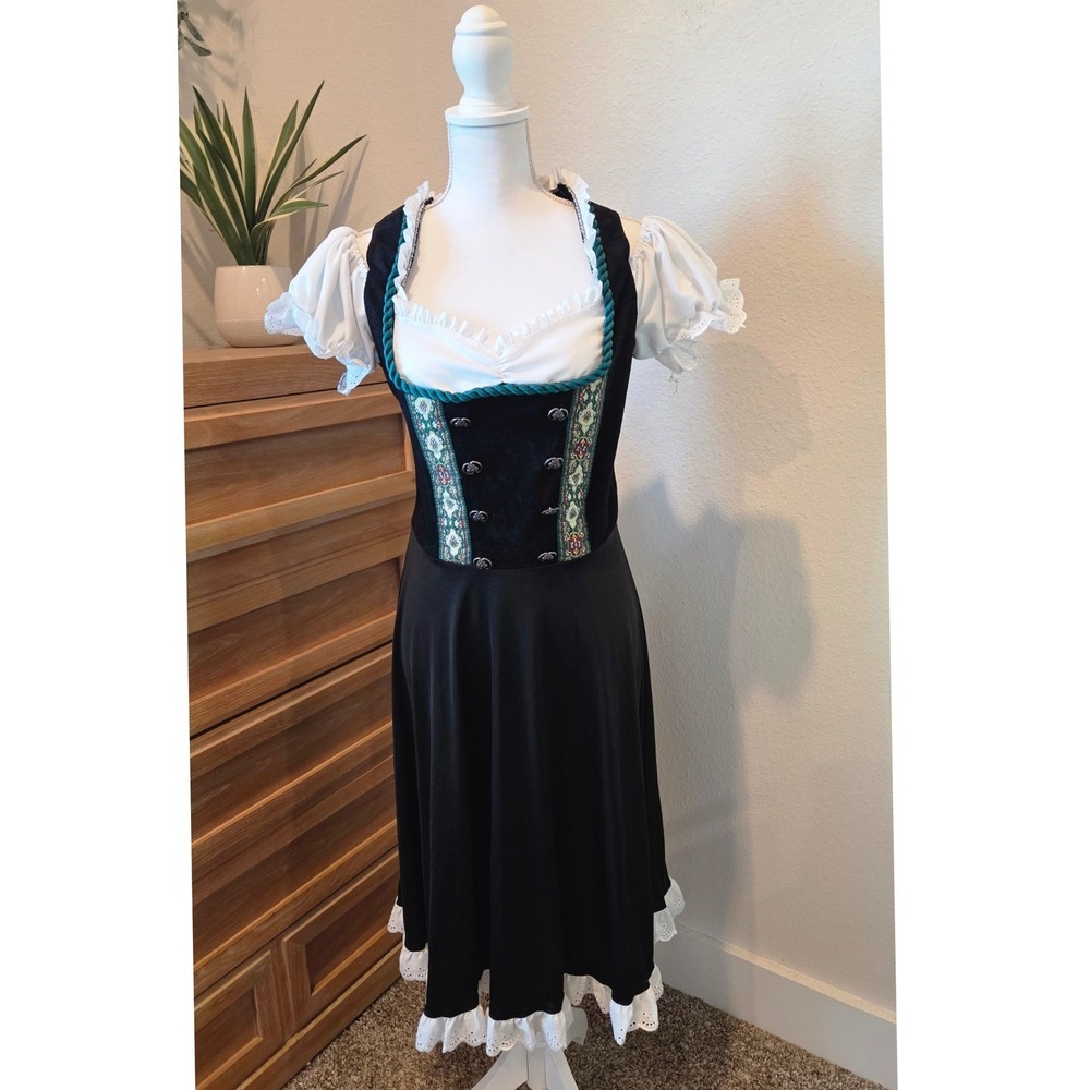 California Costumes German Dirndl Dress Velvet Embroidered Oktoberfest Black M